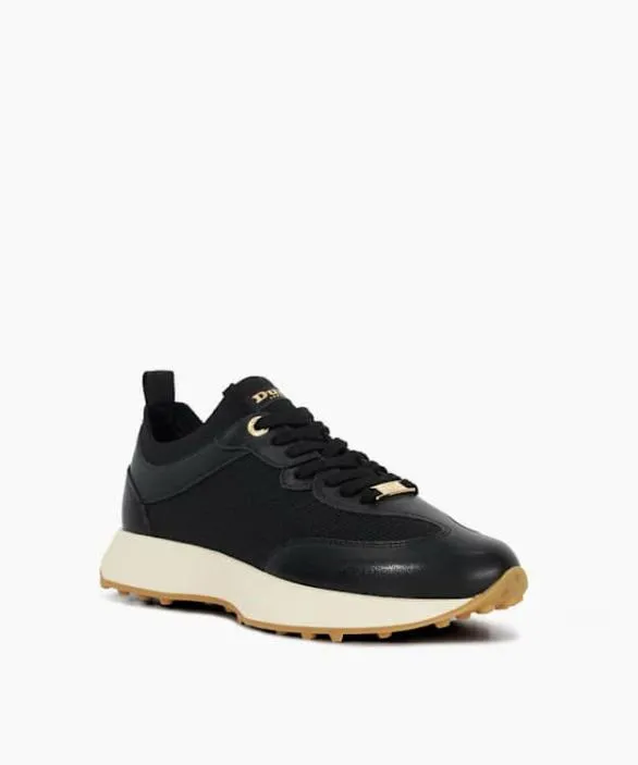 Dune London Trainers Women Embilie Black Rubber Sole Lace Up Trainers Black