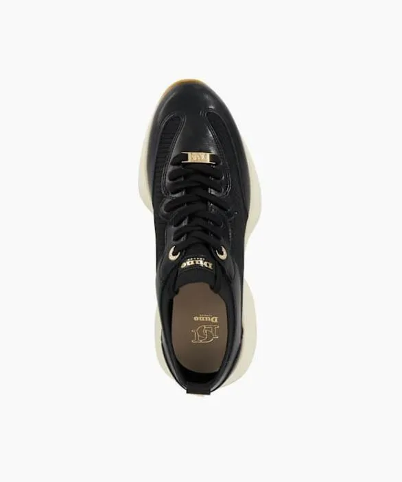 Dune London Trainers Women Embilie Black Rubber Sole Lace Up Trainers Black