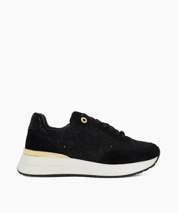Dune London Trainers Women Emotion Black Lace Up Runner Trainers Black