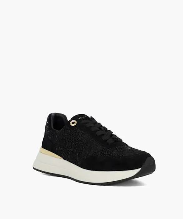 Dune London Trainers Women Emotion Black Lace Up Runner Trainers Black