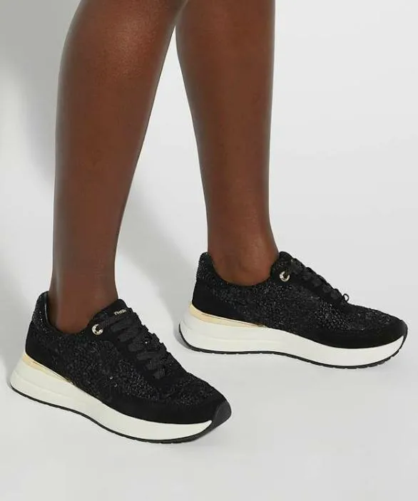 Dune London Trainers Women Emotion Black Lace Up Runner Trainers Black