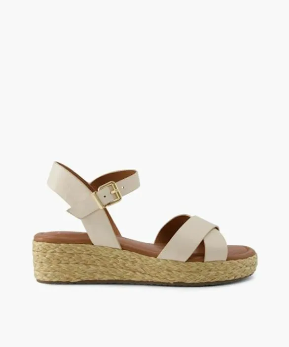Dune London Wedge Sandals Women Linnie Ecru Wide Fit Woven Flatform Sandals White