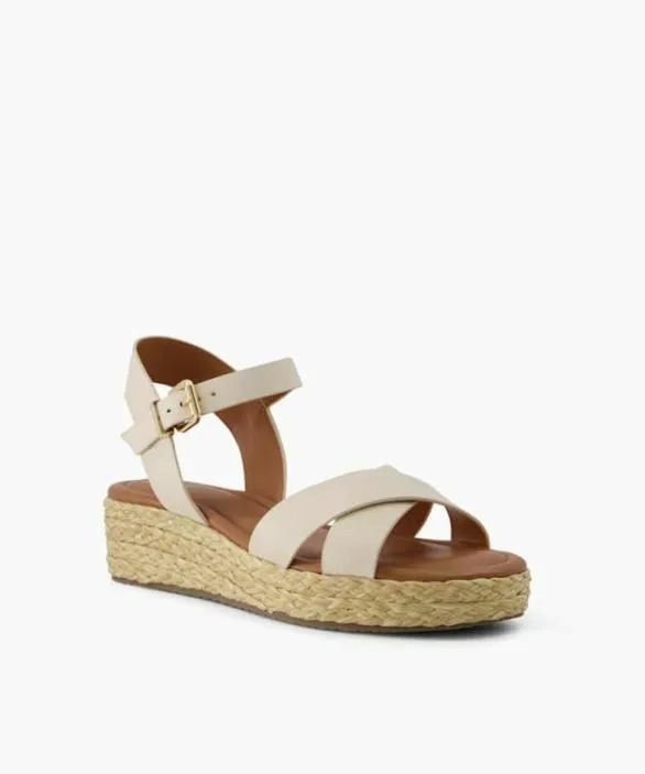 Dune London Wedge Sandals Women Linnie Ecru Wide Fit Woven Flatform Sandals White
