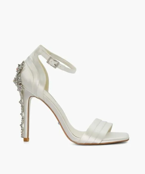 Dune London White Sandals Women Meridians White Jewel Heeled Wedding Sandals White