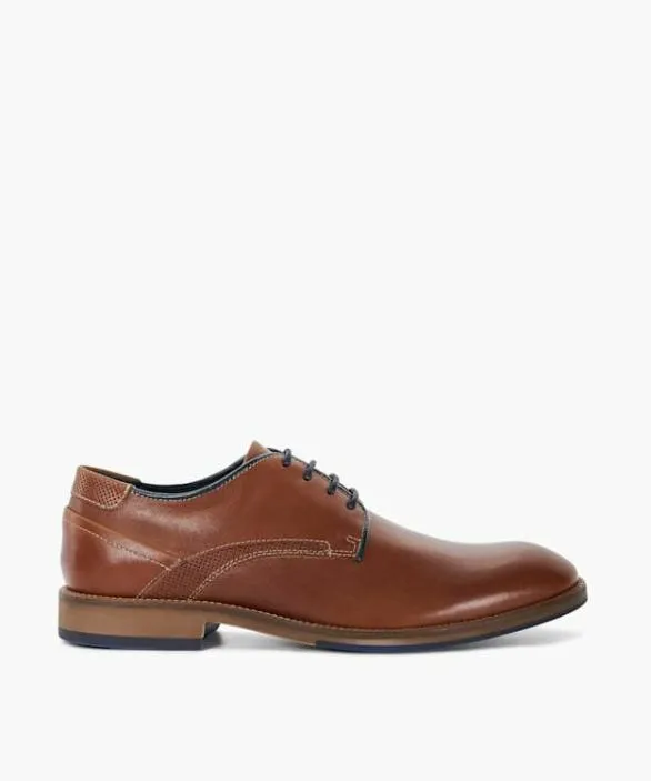 Dune London Wide Fit Shoes Men Bridon Tan Wide Fit LaceUp Gibson Brown