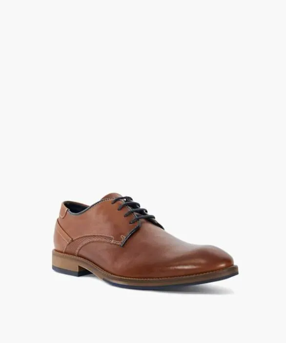 Dune London Wide Fit Shoes Men Bridon Tan Wide Fit LaceUp Gibson Brown