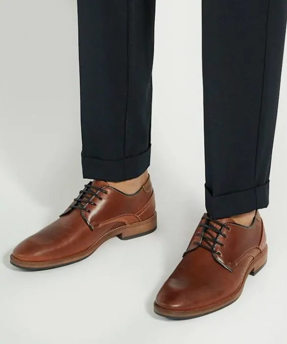 Dune London Wide Fit Shoes Men Bridon Tan Wide Fit LaceUp Gibson Brown