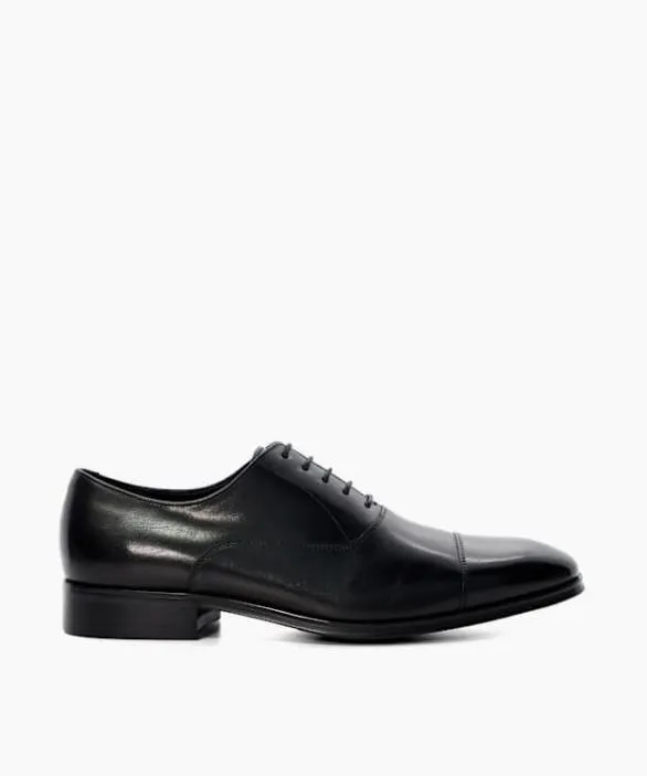 Dune London Wide Fit Shoes Men Solver Black Wide Fit Leather Oxford LaceUps Black