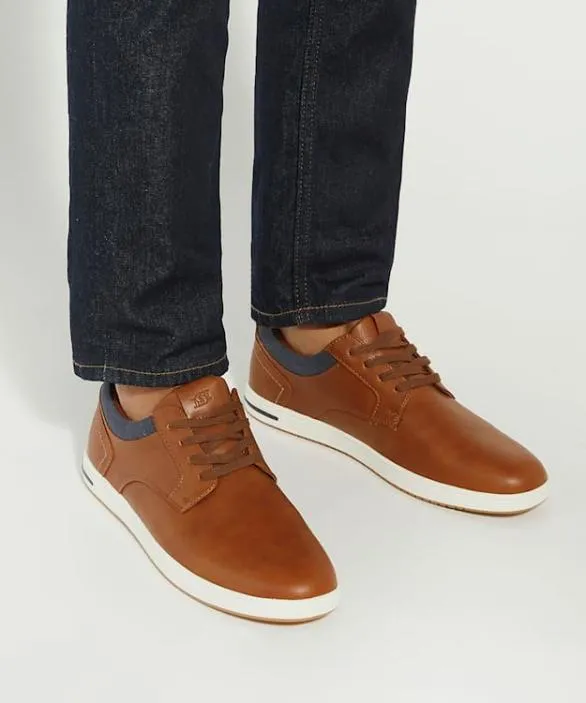 Dune London Wide Fit Shoes Men Travels Tan Wide Fit Laceup Trainers Brown