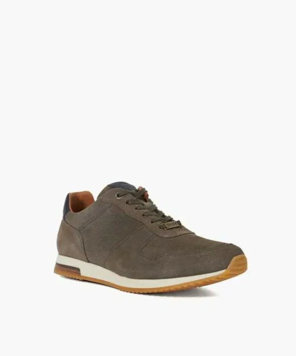 Dune London Wide Fit Shoes Men Trilogy Grey Wide Fit LaceUp Runner Trainers Grey