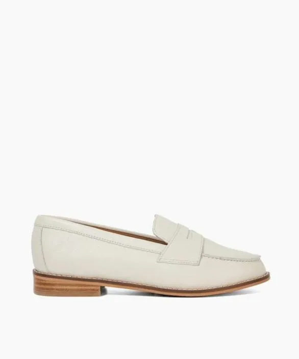 Dune London Wide Fit Shoes Women Ginelli Ecru Wide Fit Penny Loafer White