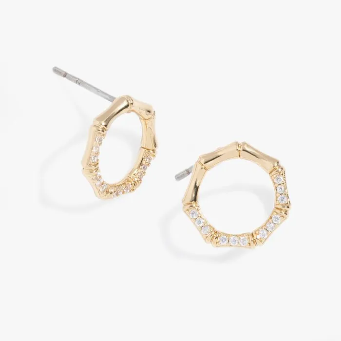 Earrings Women Alex And Ani Bamboo Pave Stud Gold