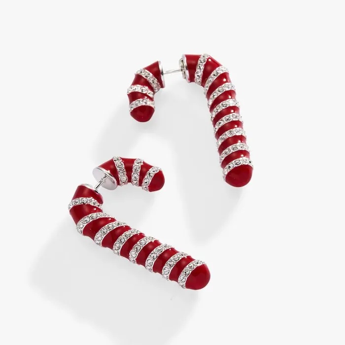 Earrings Women Alex And Ani Candy Cane FrontBack Earrings Shiny Silver