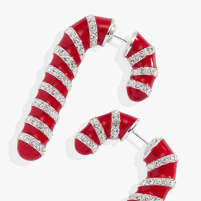 Earrings Women Alex And Ani Candy Cane FrontBack Earrings Shiny Silver