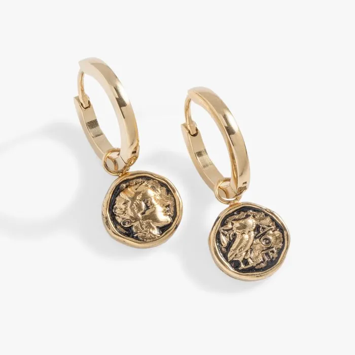 Earrings Women Alex And Ani Coin Hoop Earring Stainless Steel Gold