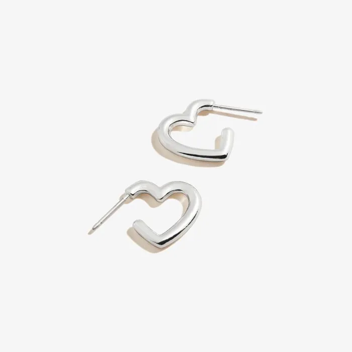 Earrings Women Alex And Ani Heart Huggie Hoop Earrings Shiny Silver