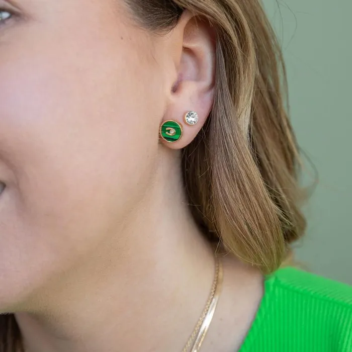 Earrings Women Alex And Ani Horseshoe Crystal Earring Set Reconstituted Malachite Gold