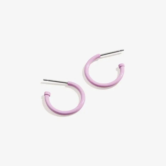 Earrings Women Alex And Ani Huggie Hoop Earrings Purple Shiny Silver