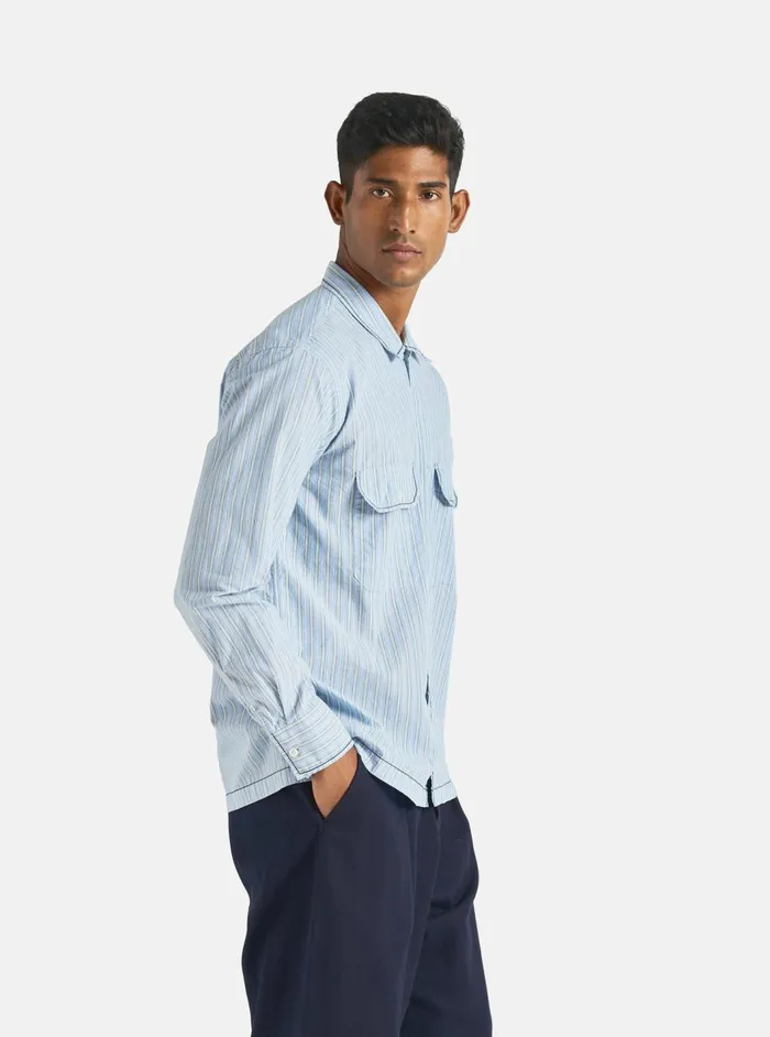 Embroidered LS Utility Shirt In Blue Chelsea Cotton S Men Universal Works Overshirts Embroidered LS Utility Shirt In Blue Chelsea Cotton S Men Universal Works Overshirts