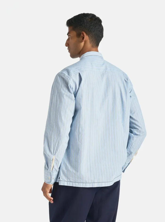 Embroidered LS Utility Shirt In Blue Chelsea Cotton S Men Universal Works Overshirts