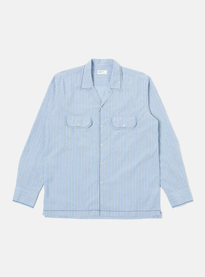 Embroidered LS Utility Shirt In Blue Chelsea Cotton S Men Universal Works Overshirts