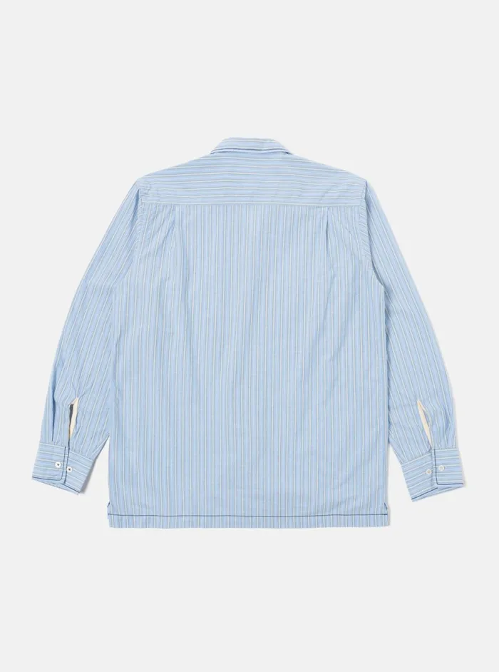 Embroidered LS Utility Shirt In Blue Chelsea Cotton S Men Universal Works Overshirts