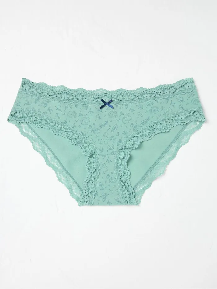 Fat Face 3 For 2 Underwear Green Woodland Short Knickers 8211 Women