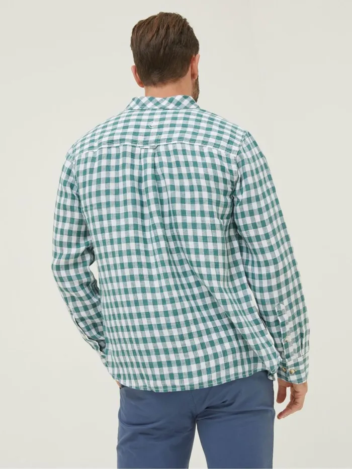 Fat Face Coats and Jackets Green Gingham Linen Shirt 8211 Men