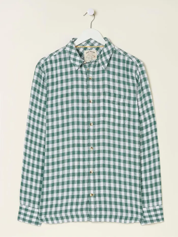 Fat Face Coats and Jackets Green Gingham Linen Shirt 8211 Men
