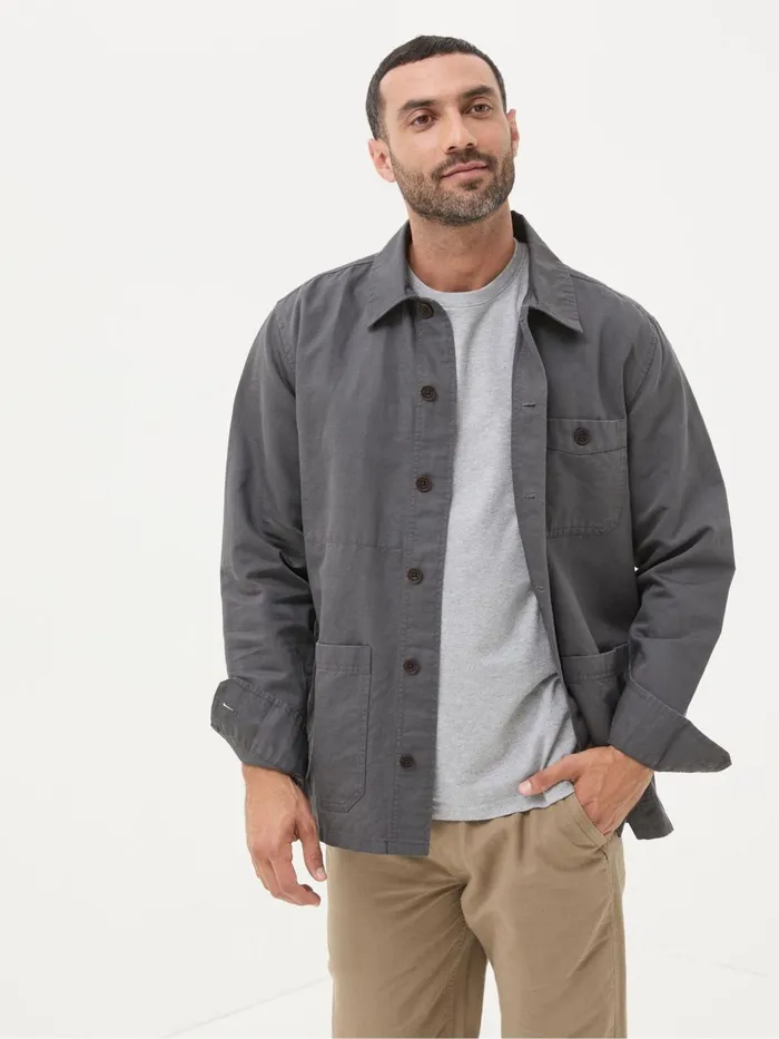 Fat Face Coats and Jackets Grey Cotton Linen Worker Jacket 8211 Men