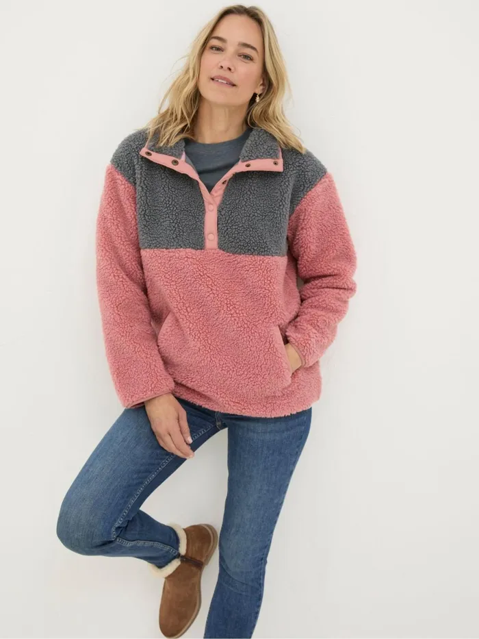 Fat Face Coats and Jackets Multi Colourblock Half Neck Fleece 8211 Women