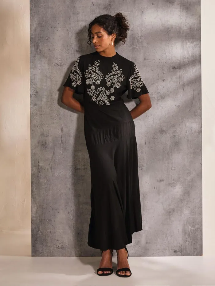 Fat Face Dresses Margot Black Beaded Maxi Dress 8211 Women