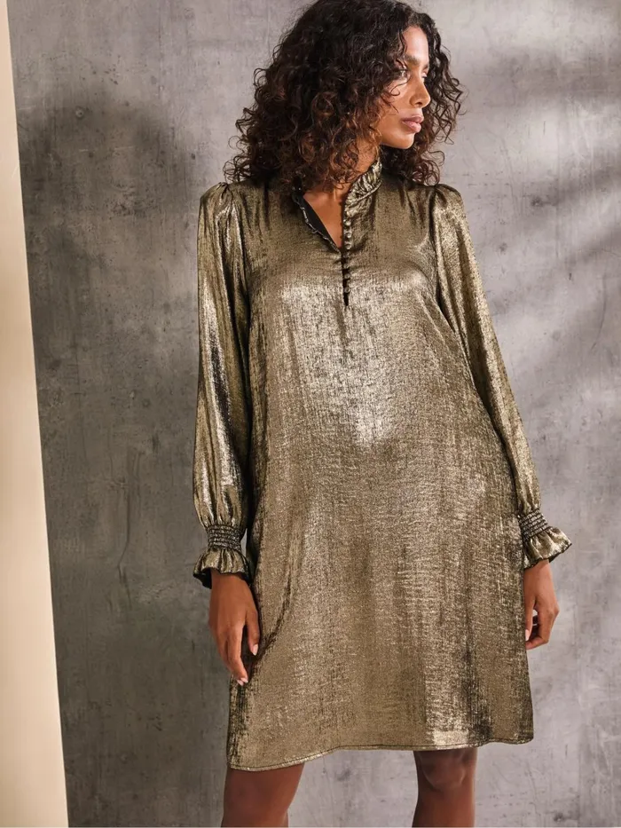 Fat Face Dresses Silas Gold Metallic Dress 8211 Women