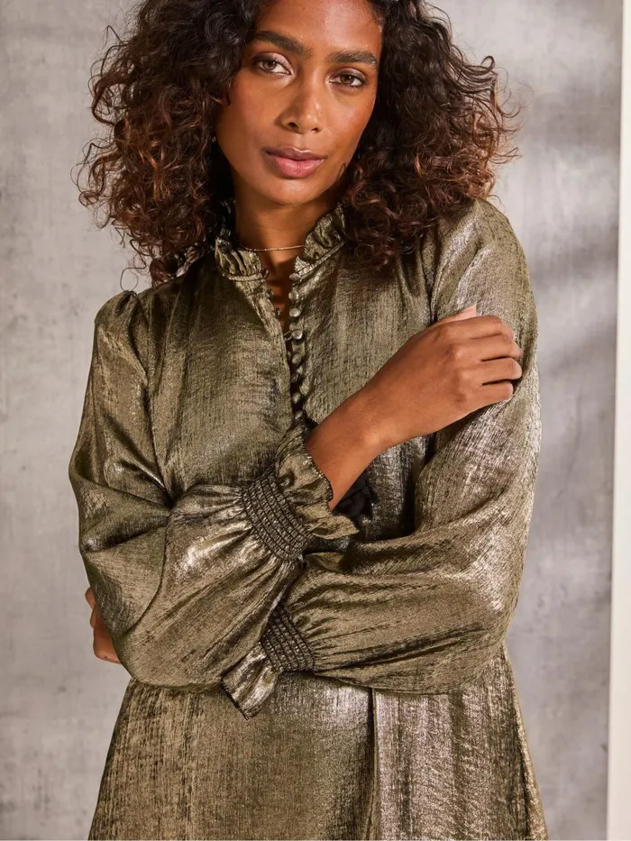 Fat Face Dresses Silas Gold Metallic Dress 8211 Women