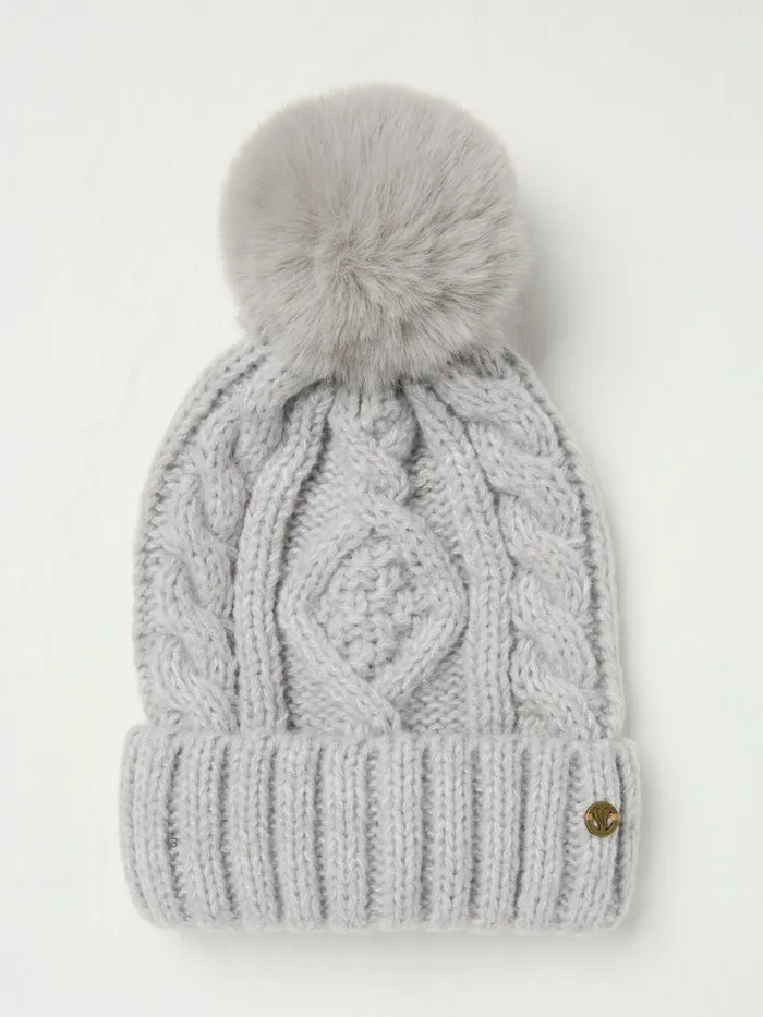 Fat Face Hats Grey Billie Cable Bobble Beanie 8211 Women