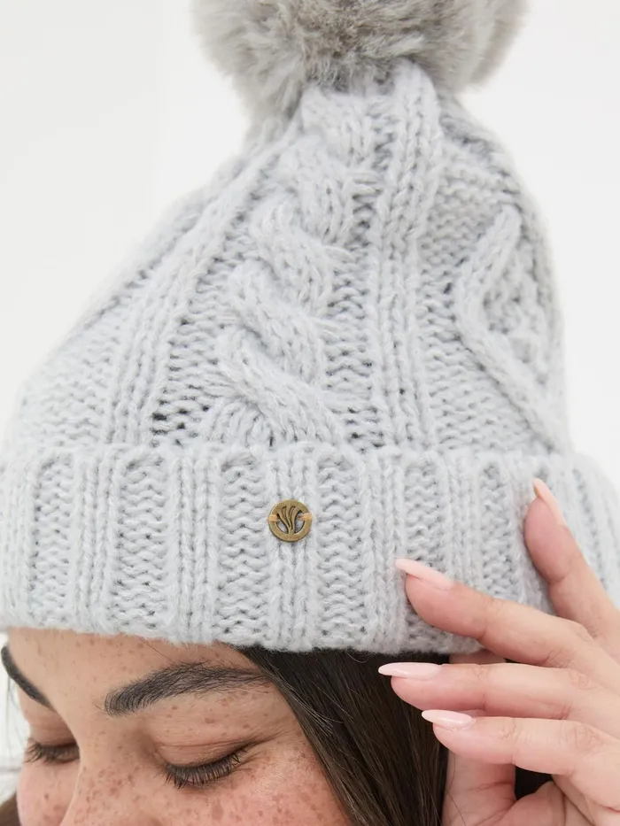 Fat Face Hats Grey Billie Cable Bobble Beanie 8211 Women Fat Face Hats Grey Billie Cable Bobble Beanie 8211 Women