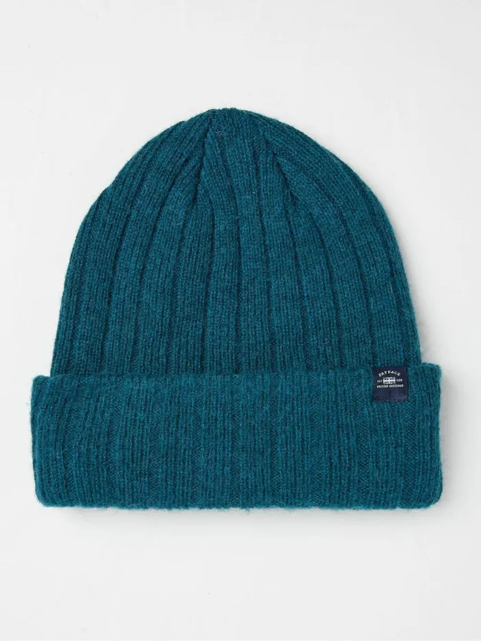 Fat Face Hats Sebastian Teal Blue Rib Beanie 8211 Men