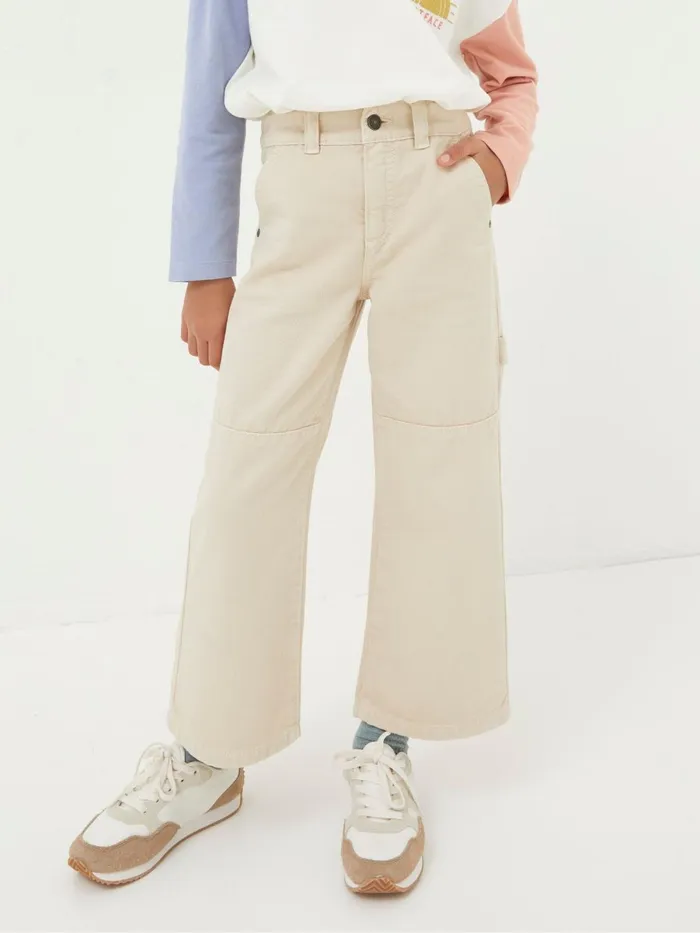 Fat Face Jeans and Leggings Natural Wide Leg Trousers 8211 Kids