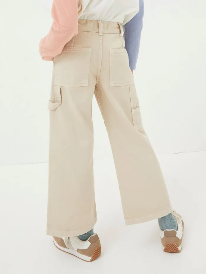 Fat Face Jeans and Leggings Natural Wide Leg Trousers 8211 Kids