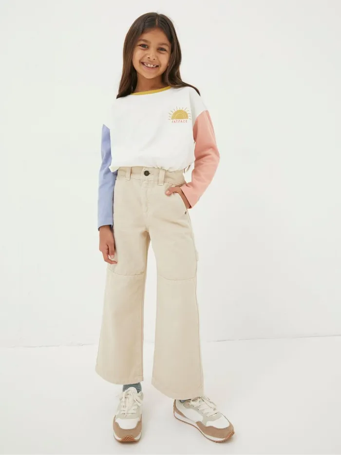 Fat Face Jeans and Leggings Natural Wide Leg Trousers 8211 Kids