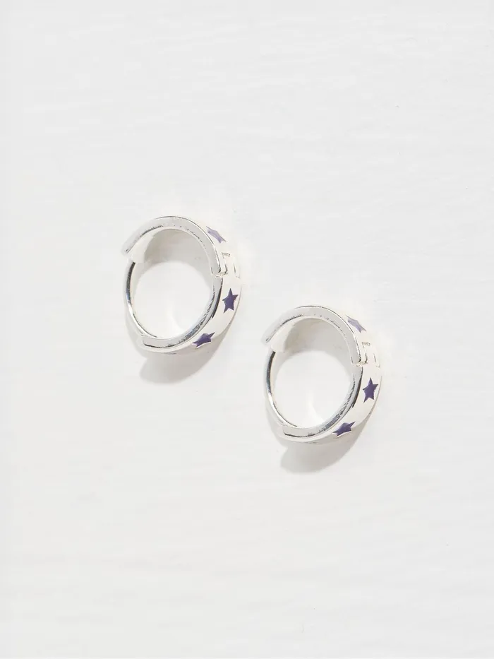Fat Face Jewellery Purple Star Enamel Hoop Earrings 8211 Women
