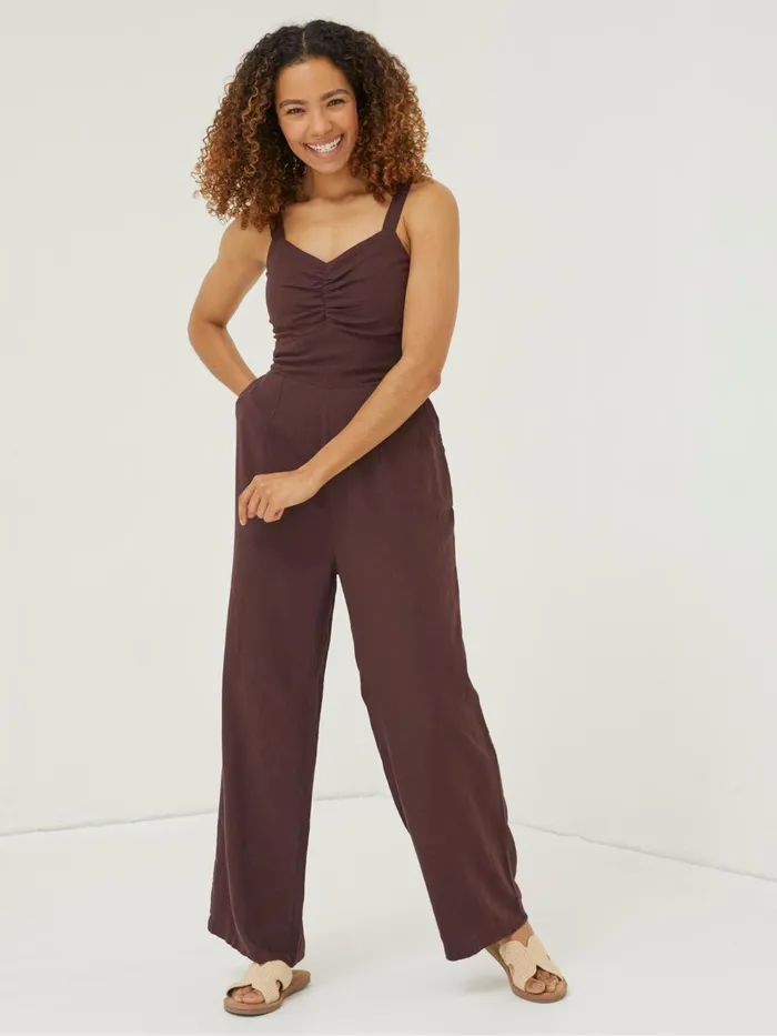 Fat Face Jumpsuits and Playsuits Brown Linen Vic Jumpsuit 8211 Women