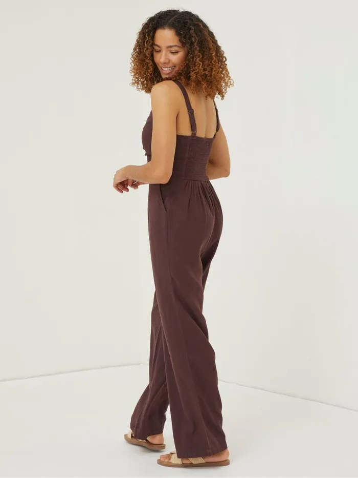 Fat Face Jumpsuits and Playsuits Brown Linen Vic Jumpsuit 8211 Women