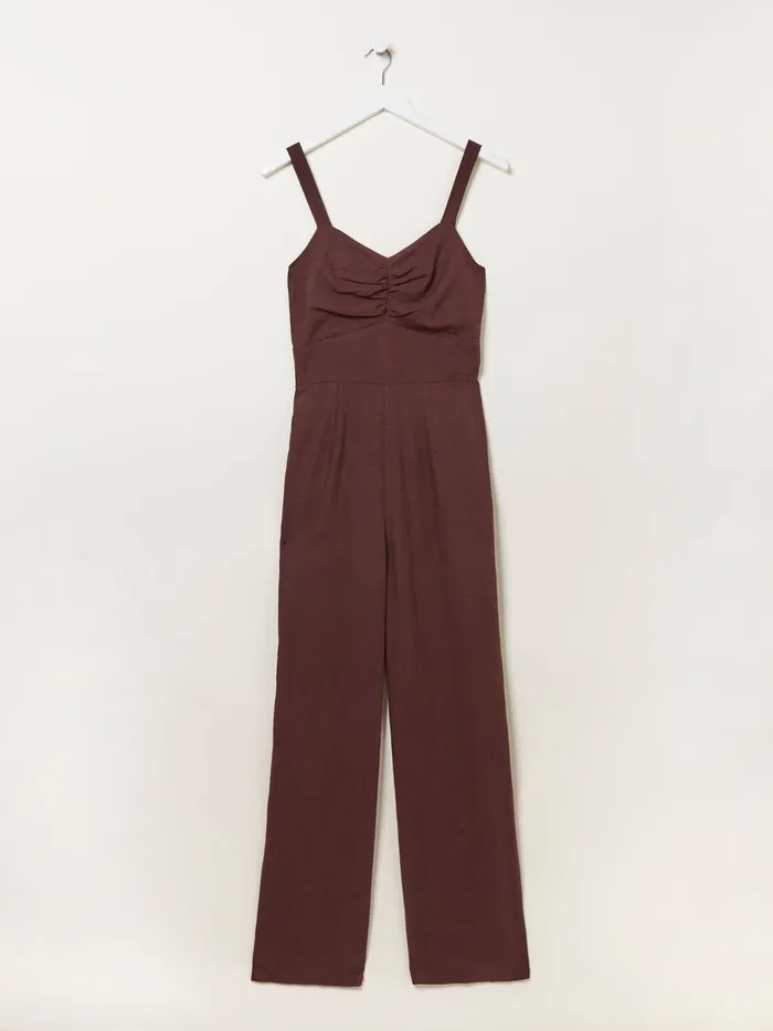 Fat Face Jumpsuits and Playsuits Brown Linen Vic Jumpsuit 8211 Women