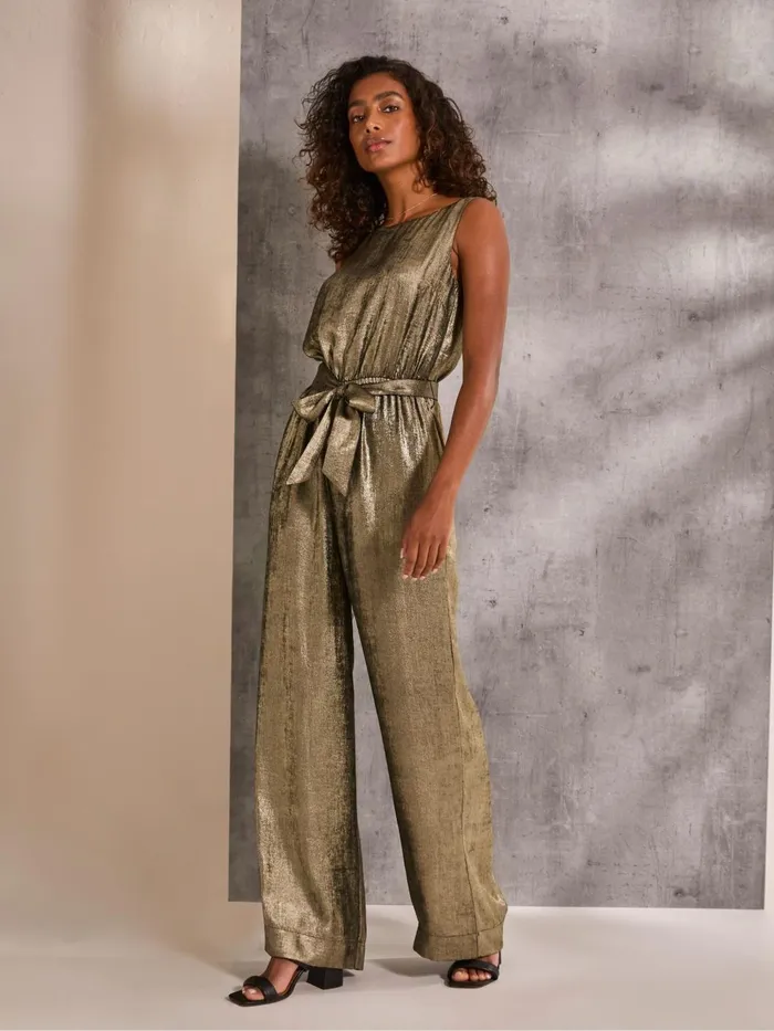 Fat Face Jumpsuits and Playsuits Gisele Gold Metallic Jumpsuit 8211 Women