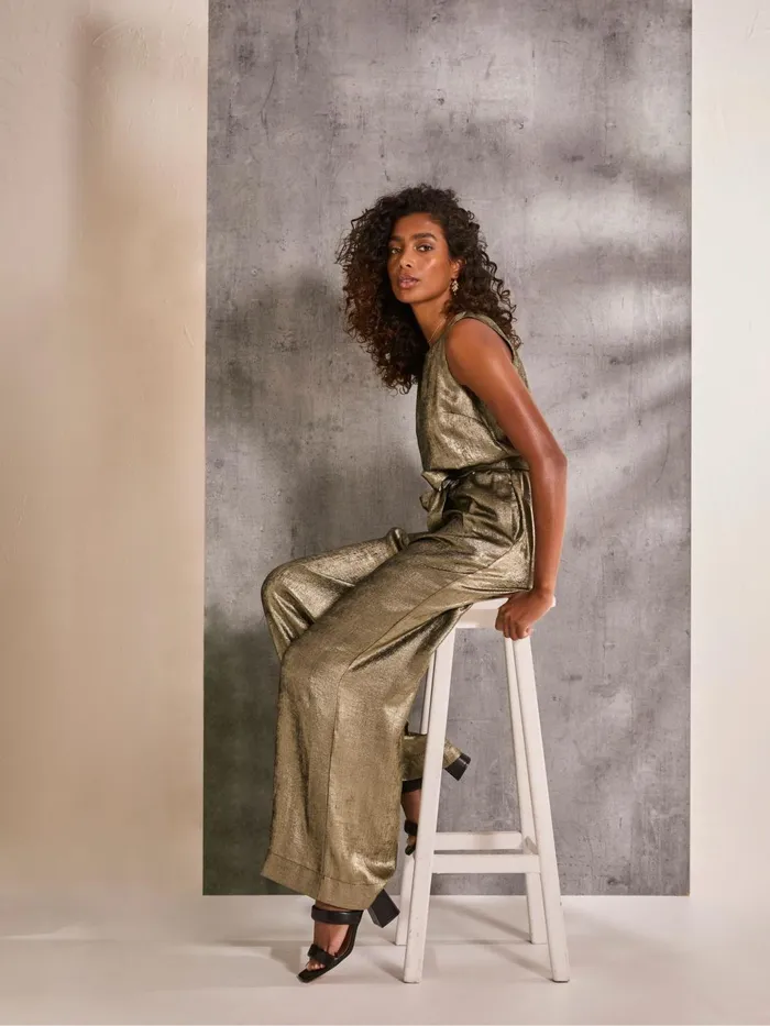 Fat Face Jumpsuits and Playsuits Gisele Gold Metallic Jumpsuit 8211 Women