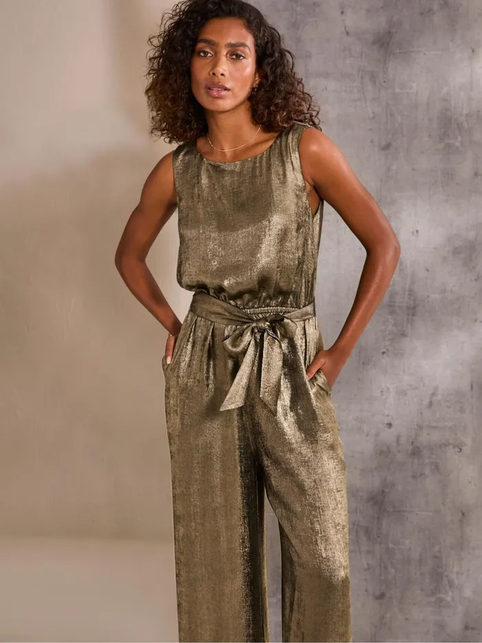 Fat Face Jumpsuits and Playsuits Gisele Gold Metallic Jumpsuit 8211 Women