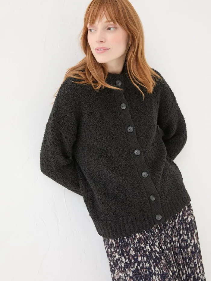 Fat Face Knitwear Black Bea Boucle Cardigan 8211 Women