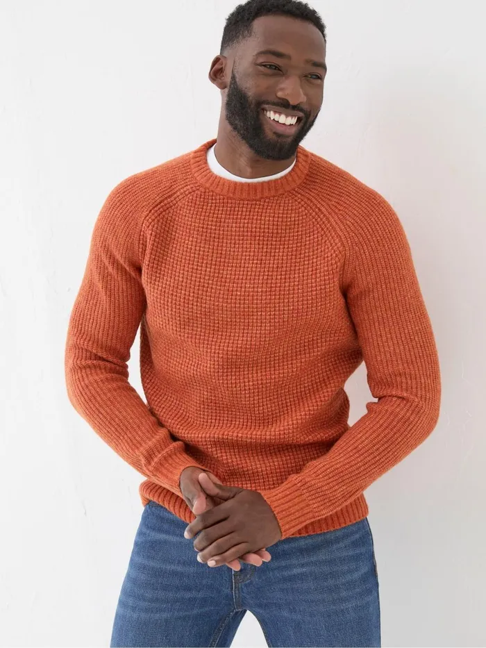 Fat Face Knitwear Calder Orange Crew Neck Jumper 8211 Men