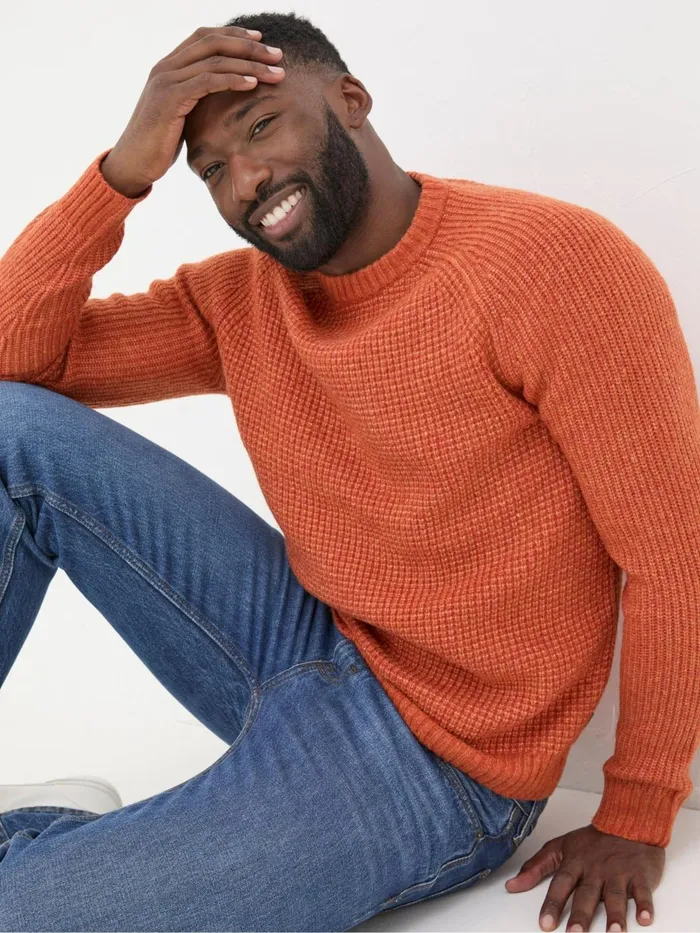 Fat Face Knitwear Calder Orange Crew Neck Jumper 8211 Men